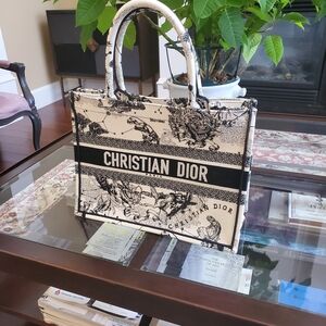 Medium Dior Book Tote - Latte & Black Dior Zodiac Embroidery
